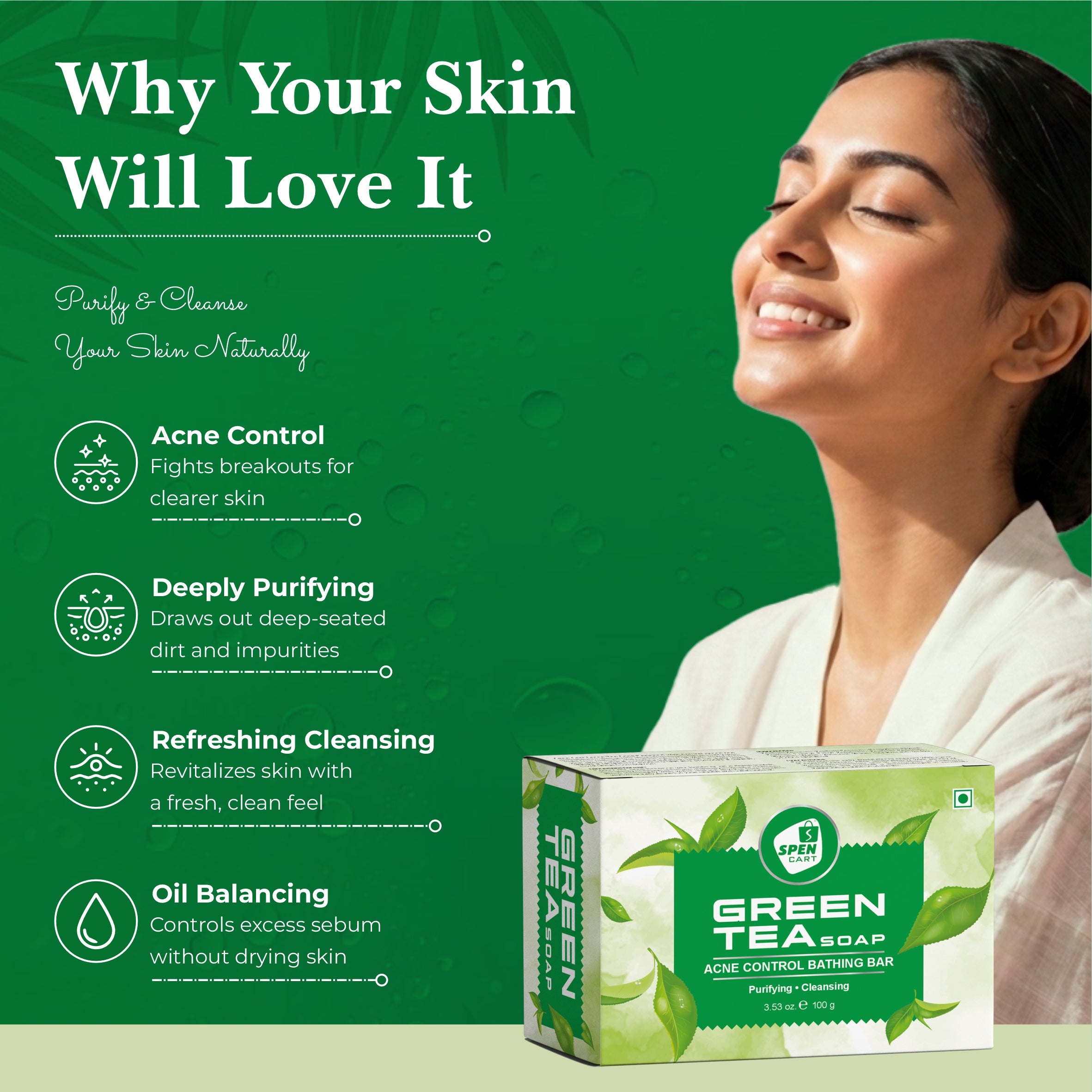 Green Tea Soap | Acne Control Bathing Bar